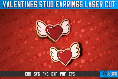 Valentines Stud Earrings Laser Cut SVG | Accessories Laser Cut SVG SVG Fly Design 