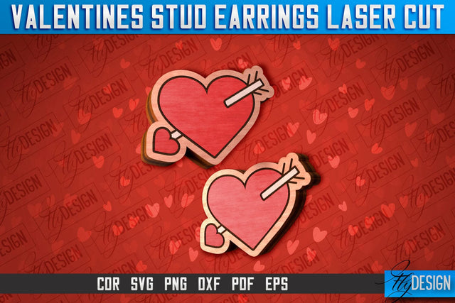 Valentines Stud Earrings Laser Cut SVG | Accessories Laser Cut SVG SVG Fly Design 