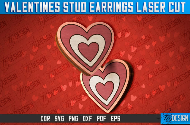 Valentines Stud Earrings Laser Cut SVG | Accessories Laser Cut SVG SVG Fly Design 