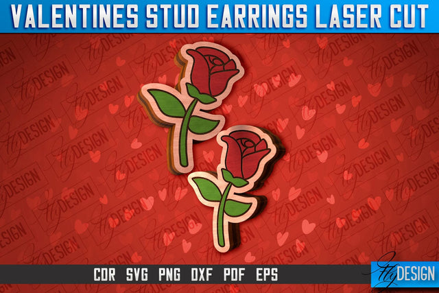 Valentines Stud Earrings Laser Cut SVG | Accessories Laser Cut SVG SVG Fly Design 