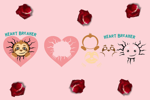 Valentine's Svg. Sloth heart breaker design SVG Yustaf Art Store 