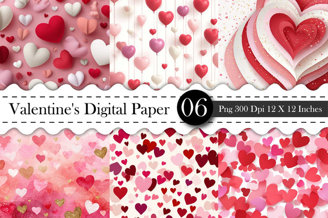 Valentines Themed Digital Paper- Valentines PNG Digital Pattern designmaster24 