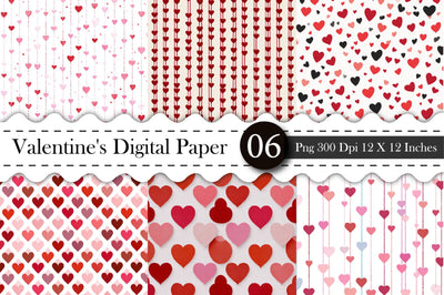 Valentines Themed Digital Paper- Valentines PNG Digital Pattern designmaster24 