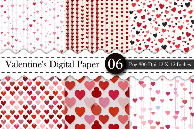 Valentines Themed Digital Paper- Valentines PNG Digital Pattern designmaster24 