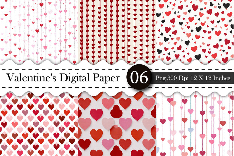 Valentines Themed Digital Paper- Valentines PNG Digital Pattern designmaster24 