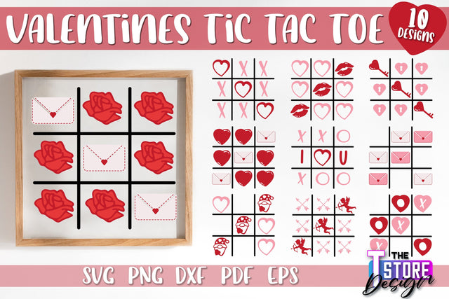 Valentines Tic Tac Toe SVG Bundle | Classic Game SVG Design | Game Print | SVG Files SVG The T Store Design 