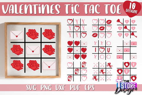 Valentines Tic Tac Toe SVG Bundle | Classic Game SVG Design | Game Print | SVG Files SVG The T Store Design 
