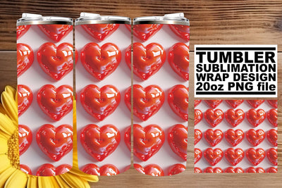 Valentines Tumbler Art - 3D Heart Pattern Sublimation Sublimation afrosvg 