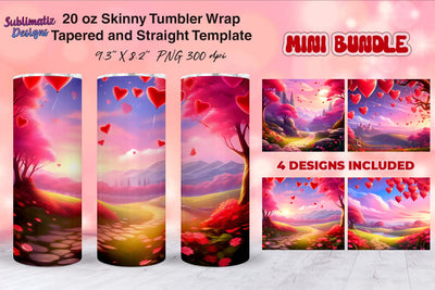 Valentines Tumbler Wrap Bundle Designs | Valentine's Background 20oz Skinny Tumbler Wrap Sublimation Sublimatiz Designs 