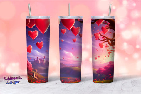 Valentines Tumbler Wrap Bundle Designs | Valentine's Background 20oz Skinny Tumbler Wrap Sublimation Sublimatiz Designs 