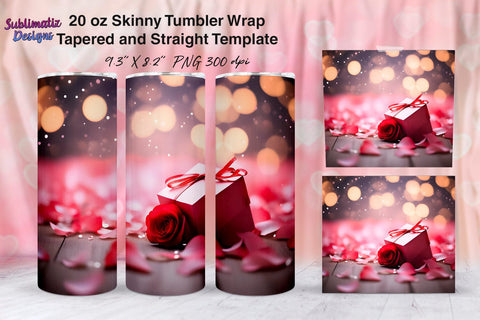 Valentines Tumbler Wrap Design | Valentine's Background 20oz Skinny Tumbler Wrap Sublimation Sublimatiz Designs 