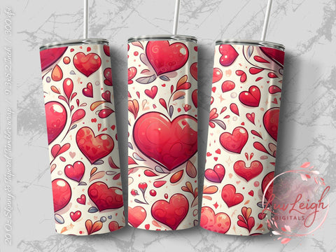Valentine's Tumbler wrap, Hearts Doodle Pattern wrap png Sublimation Luvleigh Digitals 