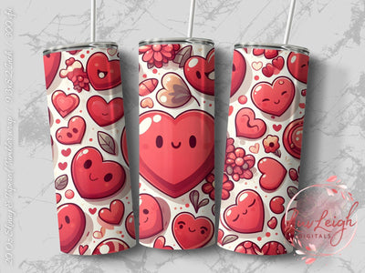 Valentine's Tumbler wrap, Hearts Doodle Pattern wrap png Sublimation Luvleigh Digitals 