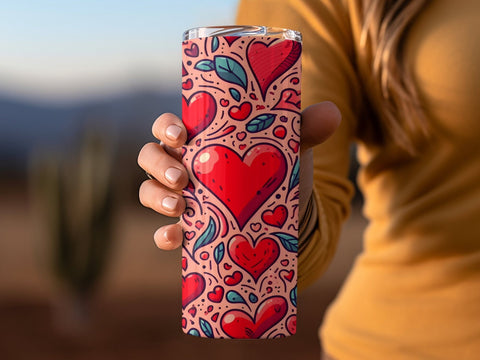 Valentine's Tumbler wrap, Hearts Doodle Pattern wrap png Sublimation Luvleigh Digitals 