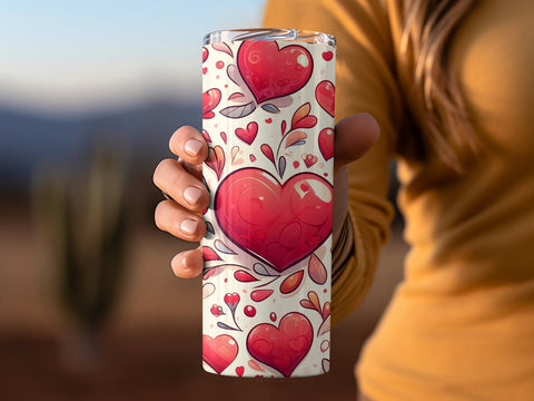 Valentine's Tumbler wrap, Hearts Doodle Pattern wrap png Sublimation Luvleigh Digitals 