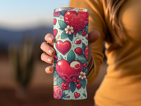 Valentine's Tumbler wrap, Hearts Doodle Pattern wrap png Sublimation Luvleigh Digitals 