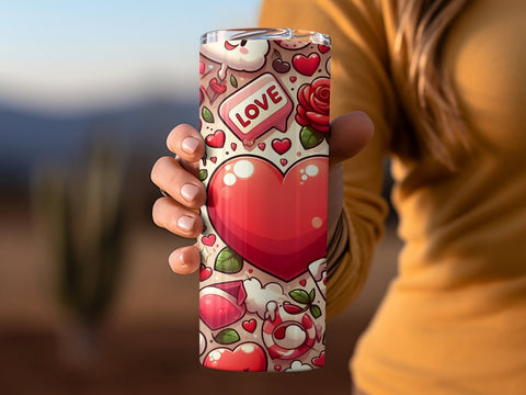 Valentine's Tumbler wrap, Hearts Doodle Pattern wrap png Sublimation Luvleigh Digitals 