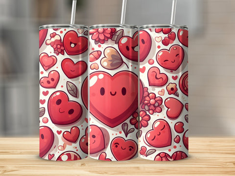 Valentine's Tumbler wrap, Hearts Doodle Pattern wrap png Sublimation Luvleigh Digitals 