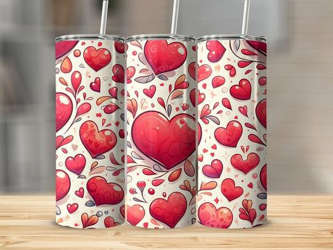 Valentine's Tumbler wrap, Hearts Doodle Pattern wrap png Sublimation Luvleigh Digitals 