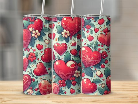 Valentine's Tumbler wrap, Hearts Doodle Pattern wrap png Sublimation Luvleigh Digitals 