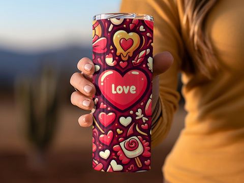 Valentine's Tumbler wrap, Hearts Doodle Pattern wrap png Sublimation Luvleigh Digitals 