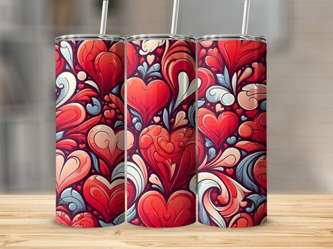 Valentine's Tumbler wrap, Hearts Doodle Pattern wrap png Sublimation Luvleigh Digitals 