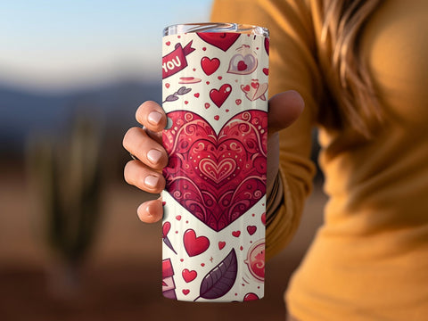 Valentine's Tumbler wrap, Hearts Doodle Pattern wrap png Sublimation Luvleigh Digitals 
