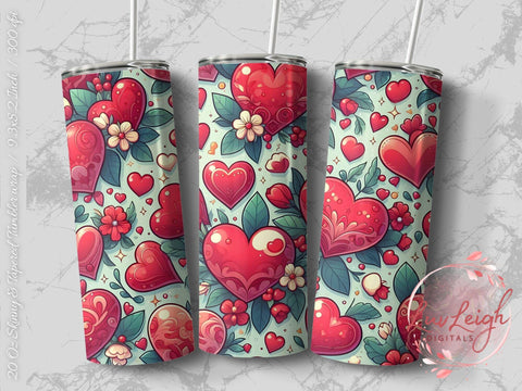 Valentine's Tumbler wrap, Hearts Doodle Pattern wrap png Sublimation Luvleigh Digitals 