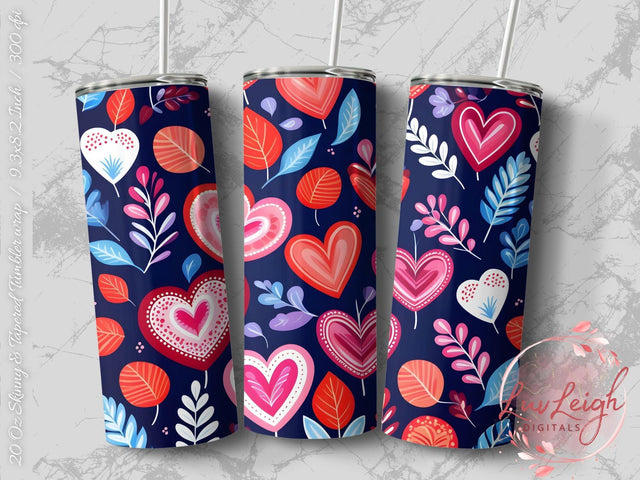 Valentine's Tumbler wrap, Hearts Pattern wrap png Sublimation Luvleigh Digitals 