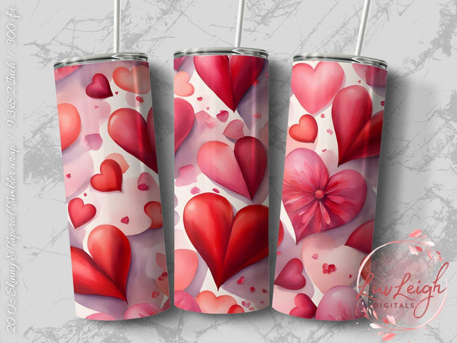 Valentine's Tumbler wrap, Hearts Pattern wrap png Sublimation Luvleigh Digitals 