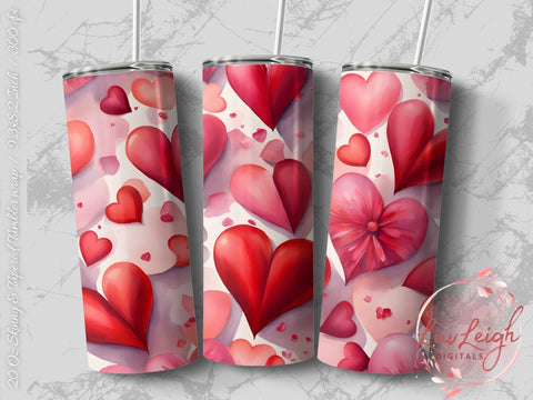 Valentine's Tumbler wrap, Hearts Pattern wrap png Sublimation Luvleigh Digitals 