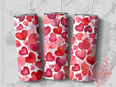 Valentine's Tumbler wrap, Hearts Pattern wrap png Sublimation Luvleigh Digitals 