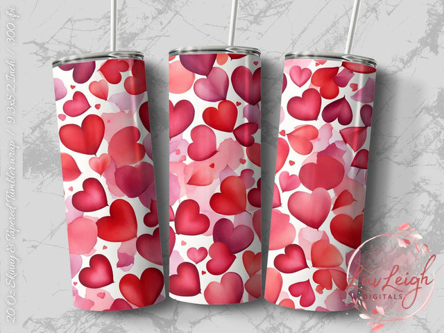 Valentine's Tumbler wrap, Hearts Pattern wrap png Sublimation Luvleigh Digitals 