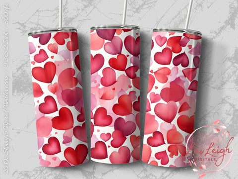 Valentine's Tumbler wrap, Hearts Pattern wrap png Sublimation Luvleigh Digitals 