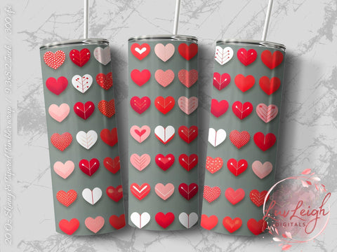 Valentine's Tumbler wrap, Hearts Pattern wrap png Sublimation Luvleigh Digitals 