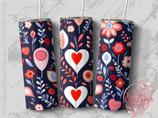 Valentine's Tumbler wrap, Hearts Pattern wrap png Sublimation Luvleigh Digitals 