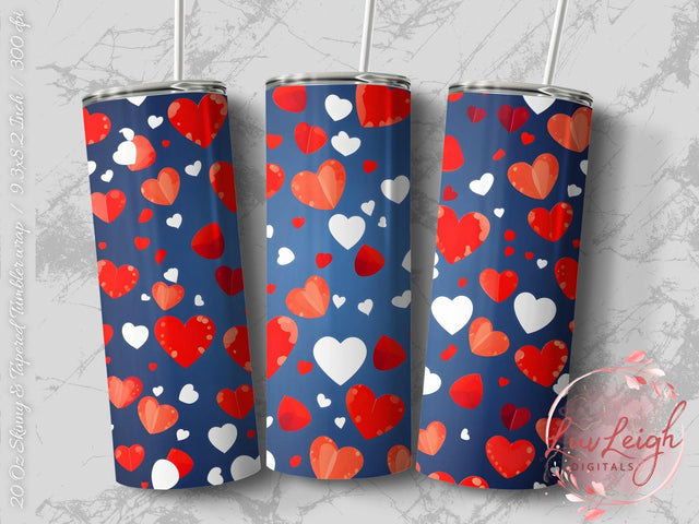 Valentine's Tumbler wrap, Hearts Pattern wrap png Sublimation Luvleigh Digitals 
