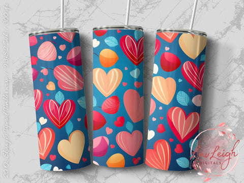 Valentine's Tumbler wrap, Hearts Pattern wrap png Sublimation Luvleigh Digitals 