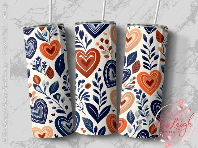 Valentine's Tumbler wrap, Hearts Pattern wrap png Sublimation Luvleigh Digitals 