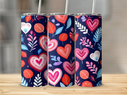 Valentine's Tumbler wrap, Hearts Pattern wrap png Sublimation Luvleigh Digitals 