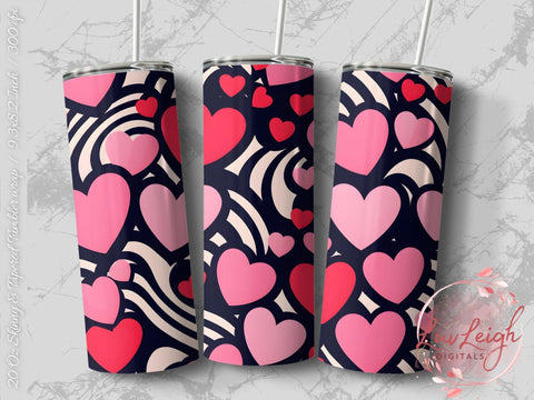 Valentine's Tumbler wrap, Hearts Pattern wrap png Sublimation Luvleigh Digitals 