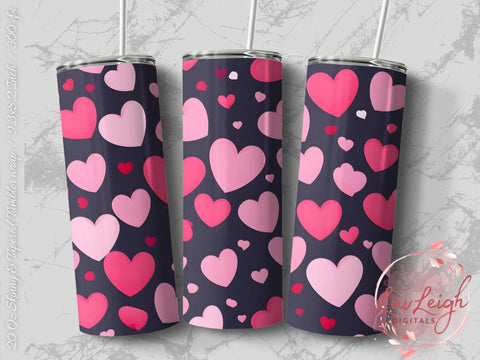 Valentine's Tumbler wrap, Hearts Pattern wrap png Sublimation Luvleigh Digitals 
