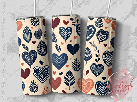 Valentine's Tumbler wrap, Hearts Pattern wrap png Sublimation Luvleigh Digitals 