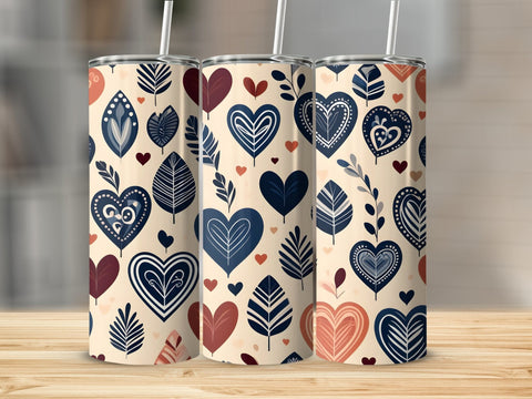 Valentine's Tumbler wrap, Hearts Pattern wrap png Sublimation Luvleigh Digitals 