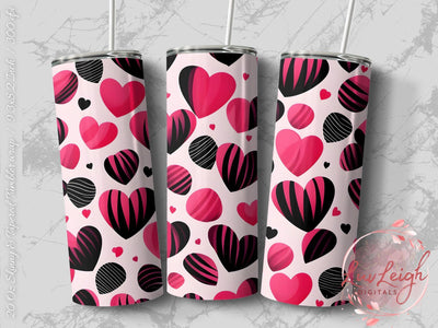 Valentine's Tumbler wrap, Hearts Pattern wrap png Sublimation Luvleigh Digitals 