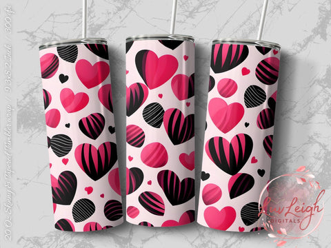 Valentine's Tumbler wrap, Hearts Pattern wrap png Sublimation Luvleigh Digitals 