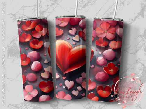 Valentine's Tumbler wrap, Hearts Pattern wrap png Sublimation Luvleigh Digitals 