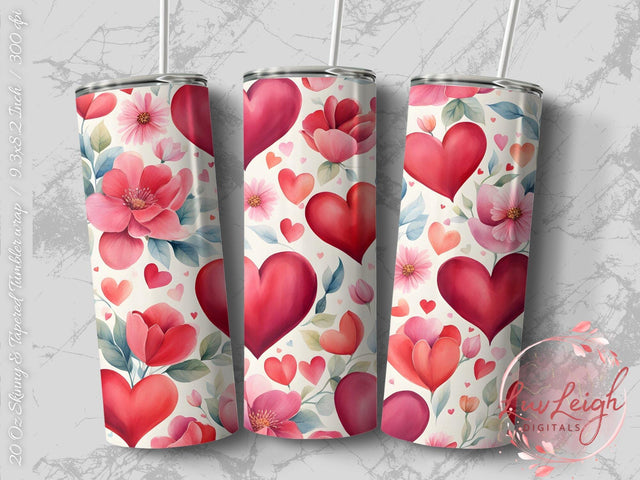 Valentine's Tumbler wrap, Hearts Pattern wrap png Sublimation Luvleigh Digitals 