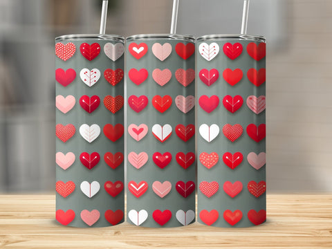 Valentine's Tumbler wrap, Hearts Pattern wrap png Sublimation Luvleigh Digitals 