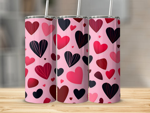Valentine's Tumbler wrap, Hearts Pattern wrap png Sublimation Luvleigh Digitals 